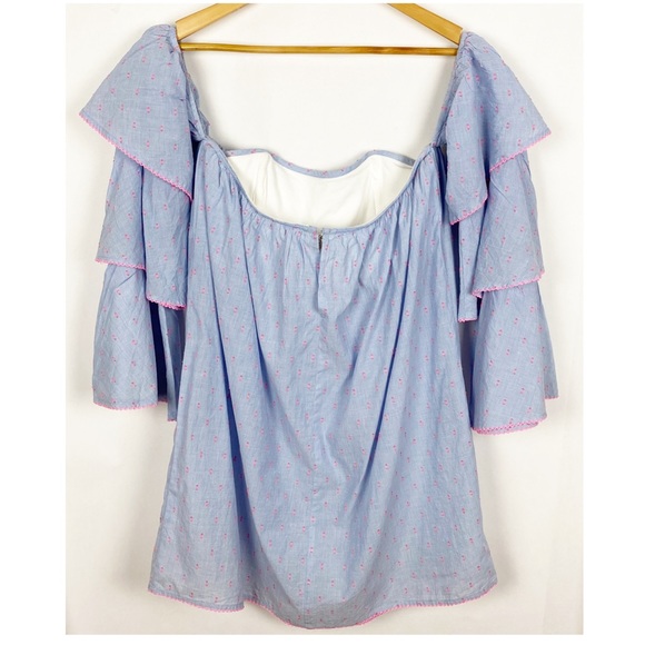 Lovers + Friends Ronita Dress in Blue Pink Dot Size Large - Picture 4 of 8